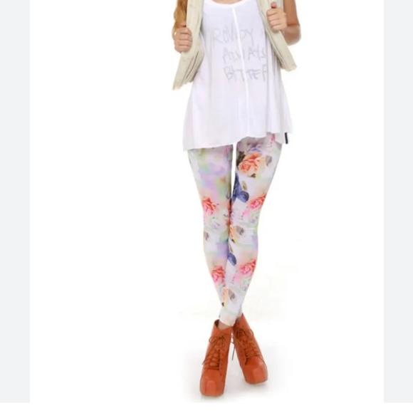 VOLCOM Hot Sunday floral print leggings size Lrg./14 EUC - Picture 6 of 7